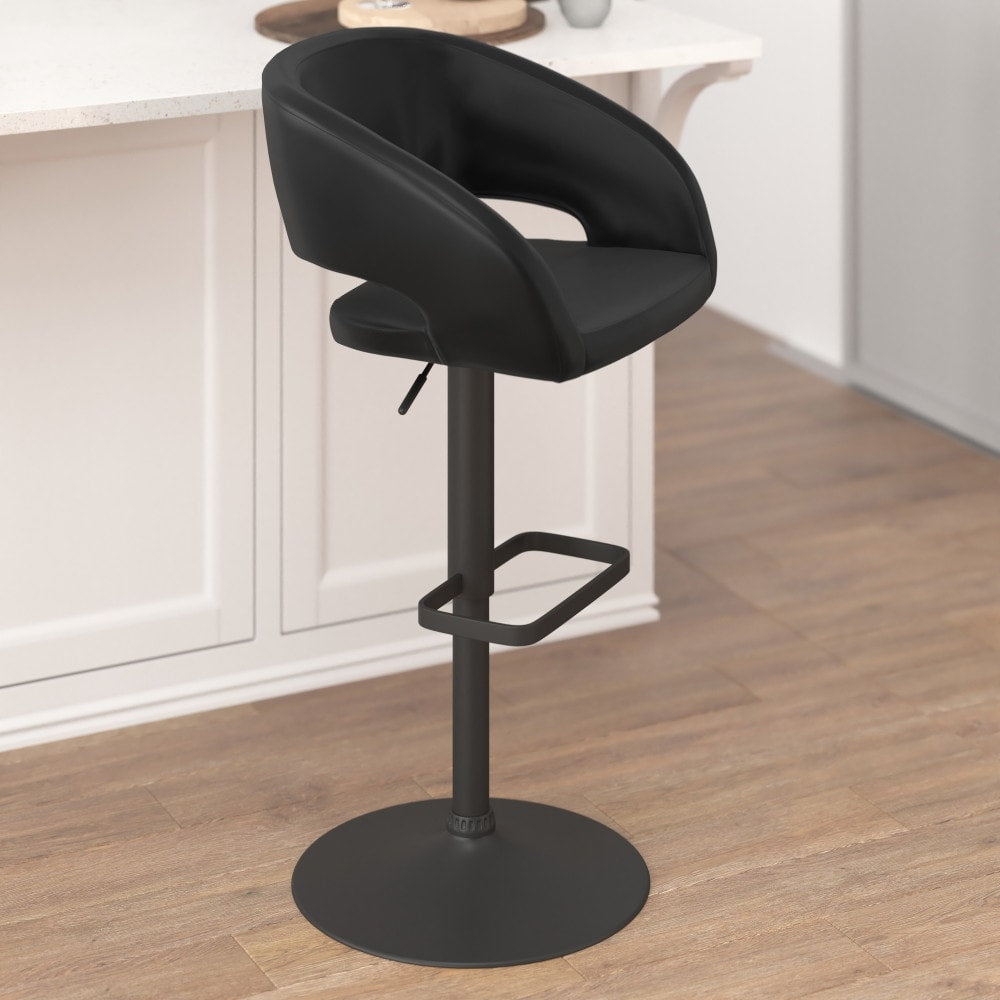 Tabouret de bar moderne rembourré à hauteur réglable avec dossier arrondi
