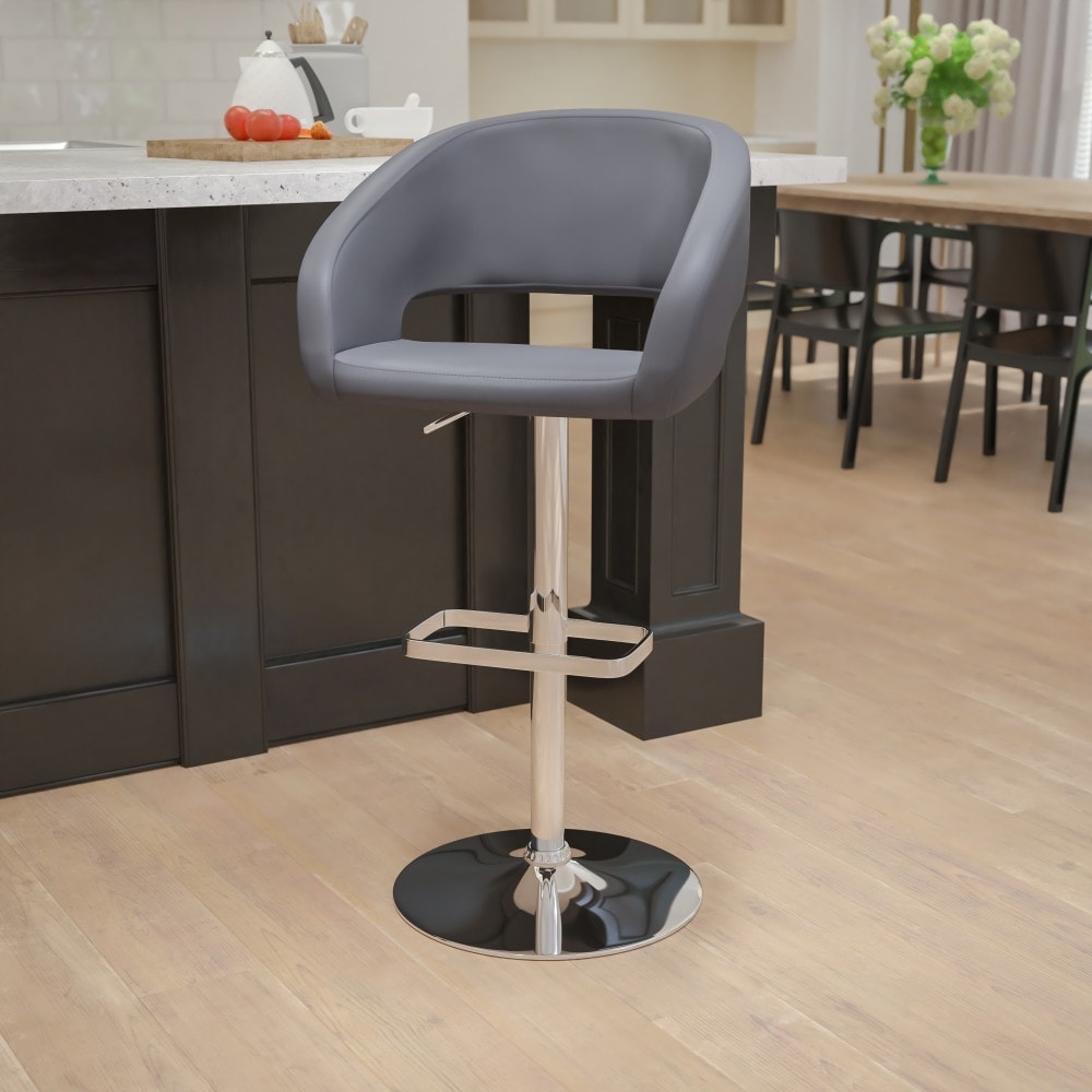 Tabouret de bar moderne rembourré à hauteur réglable avec dossier arrondi
