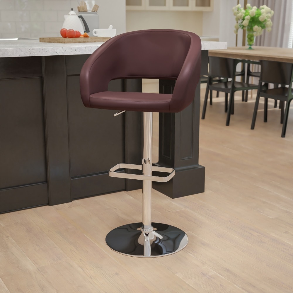 Tabouret de bar moderne rembourré à hauteur réglable avec dossier arrondi