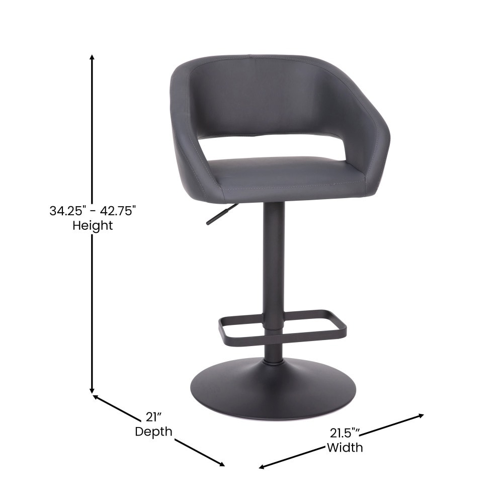 Tabouret de bar moderne rembourré à hauteur réglable avec dossier arrondi