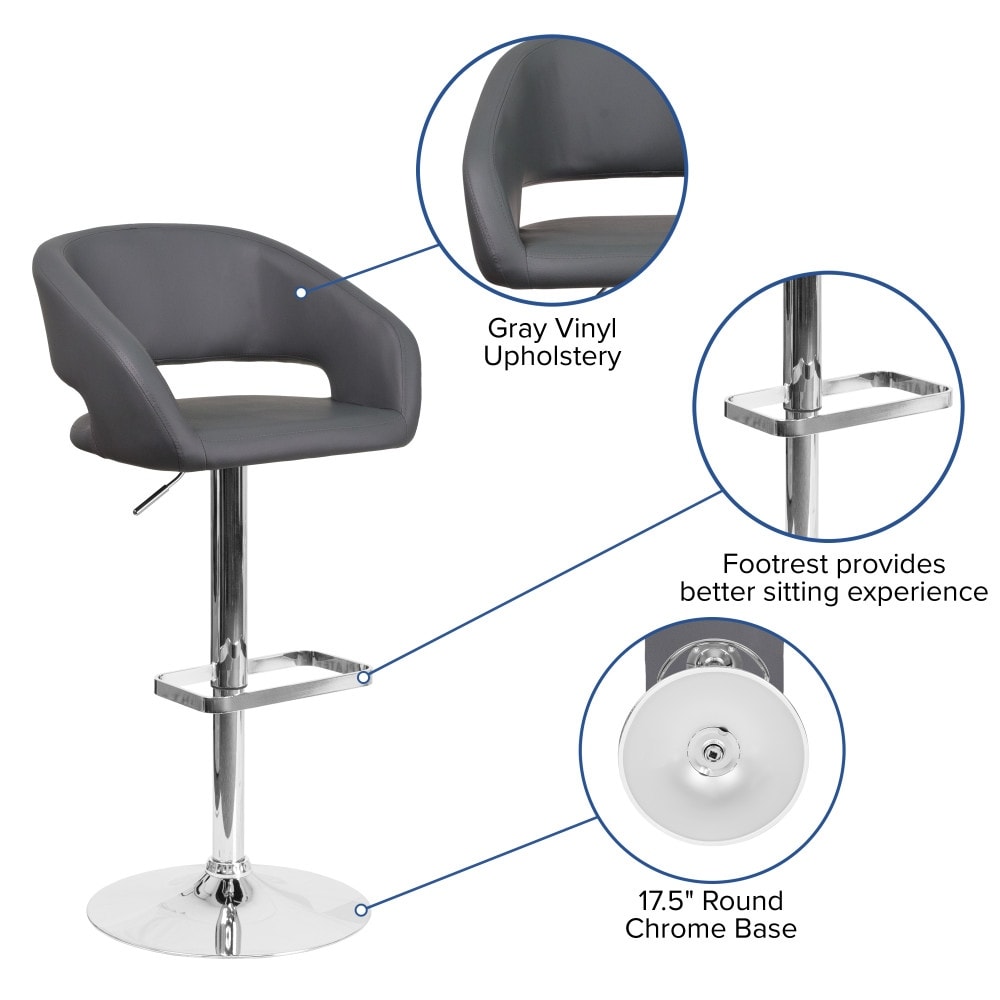 Tabouret de bar moderne rembourré à hauteur réglable avec dossier arrondi