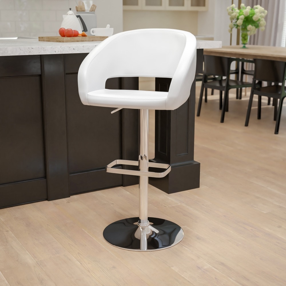 Tabouret de bar moderne rembourré à hauteur réglable avec dossier arrondi