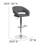Tabouret de bar moderne rembourré à hauteur réglable avec dossier arrondi