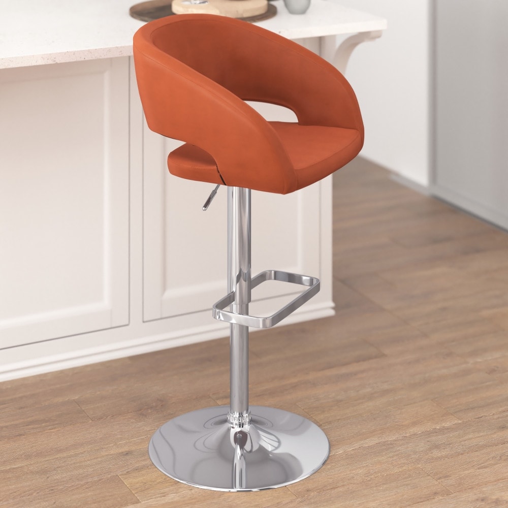 Tabouret de bar moderne rembourré à hauteur réglable avec dossier arrondi