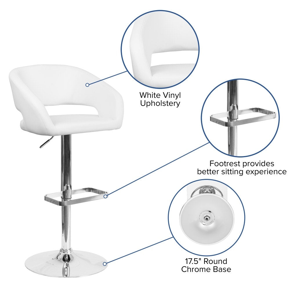 Tabouret de bar moderne rembourré à hauteur réglable avec dossier arrondi