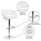 Tabouret de bar moderne rembourré à hauteur réglable avec dossier arrondi