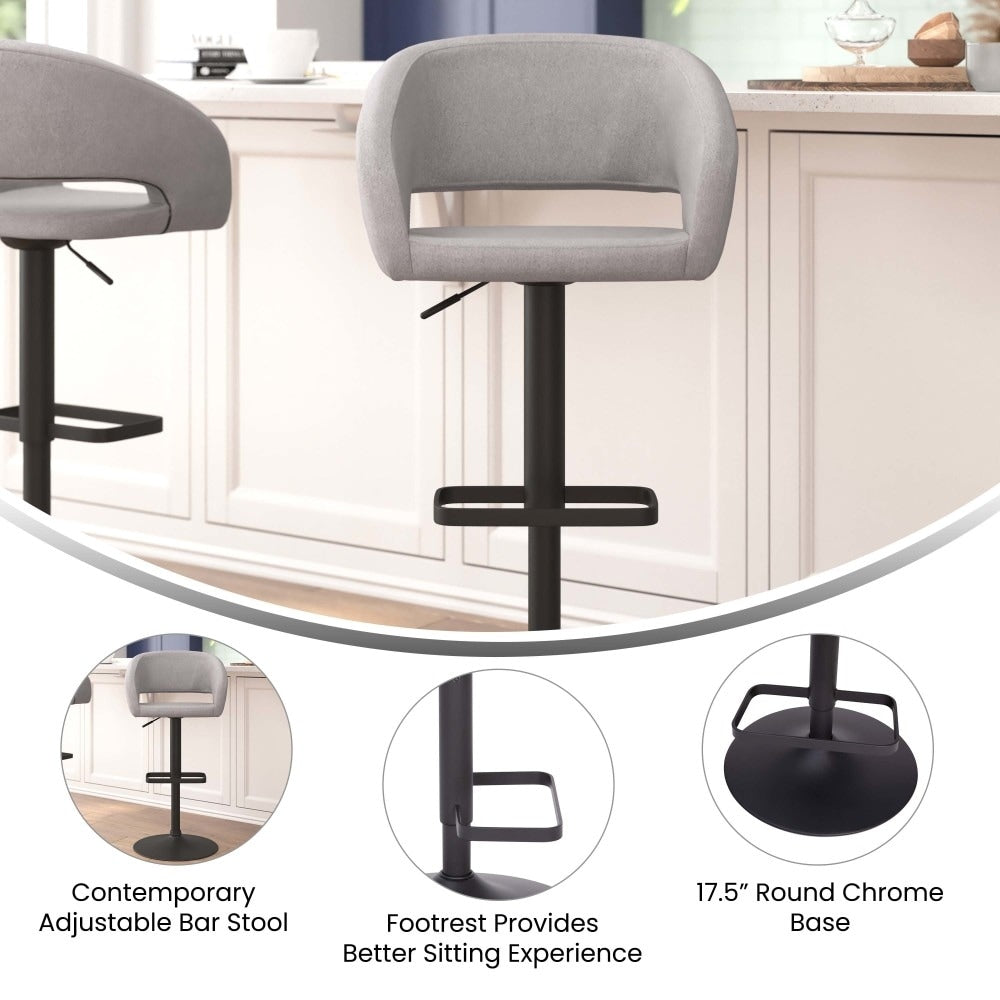 Tabouret de bar moderne rembourré à hauteur réglable avec dossier arrondi
