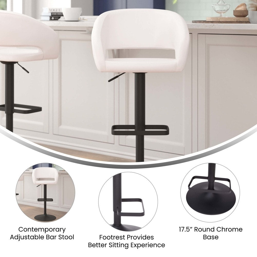 Tabouret de bar moderne rembourré à hauteur réglable avec dossier arrondi