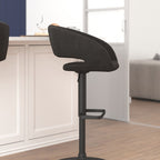 Tabouret de bar moderne rembourré à hauteur réglable avec dossier arrondi