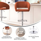 Tabouret de bar moderne rembourré à hauteur réglable avec dossier arrondi