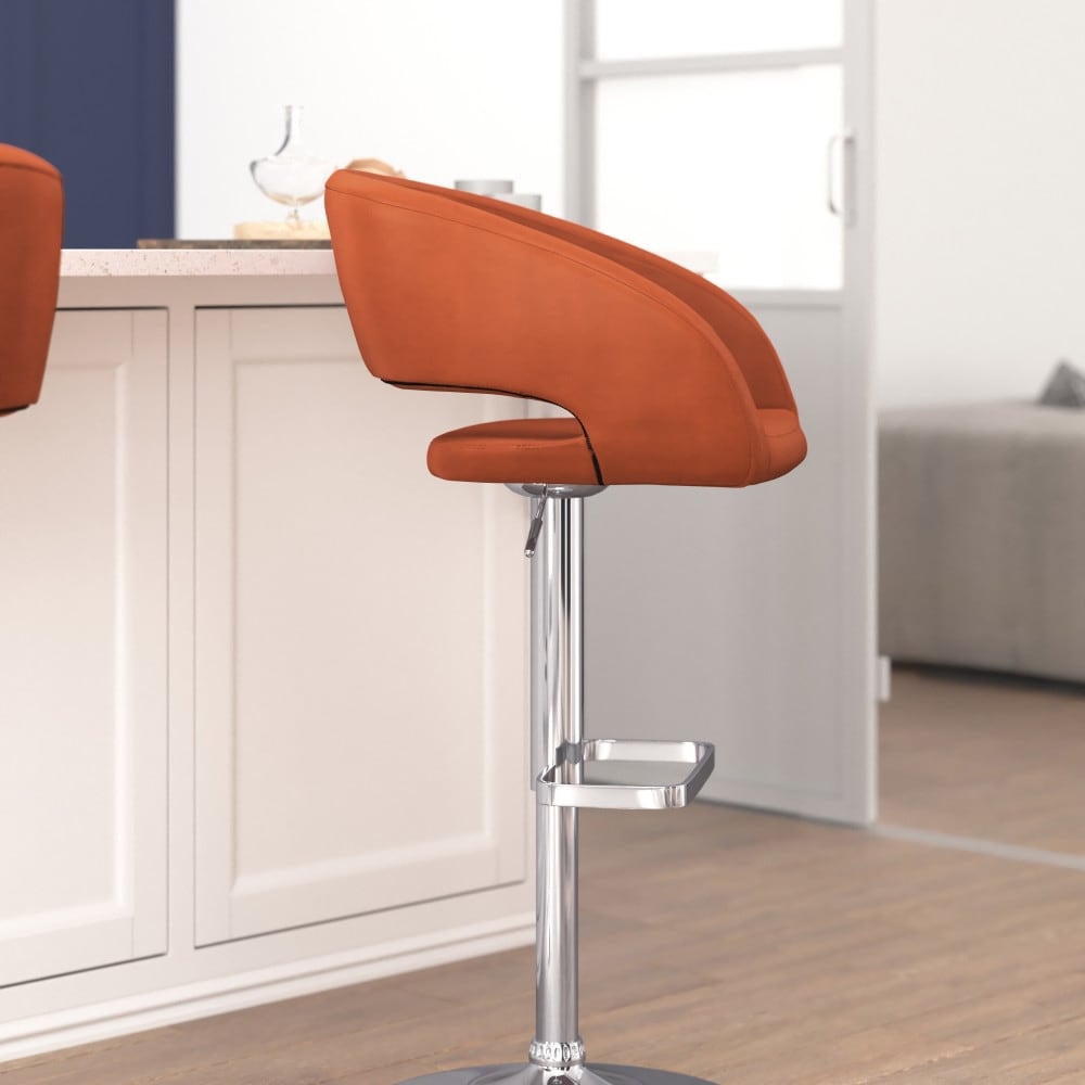 Tabouret de bar moderne rembourré à hauteur réglable avec dossier arrondi