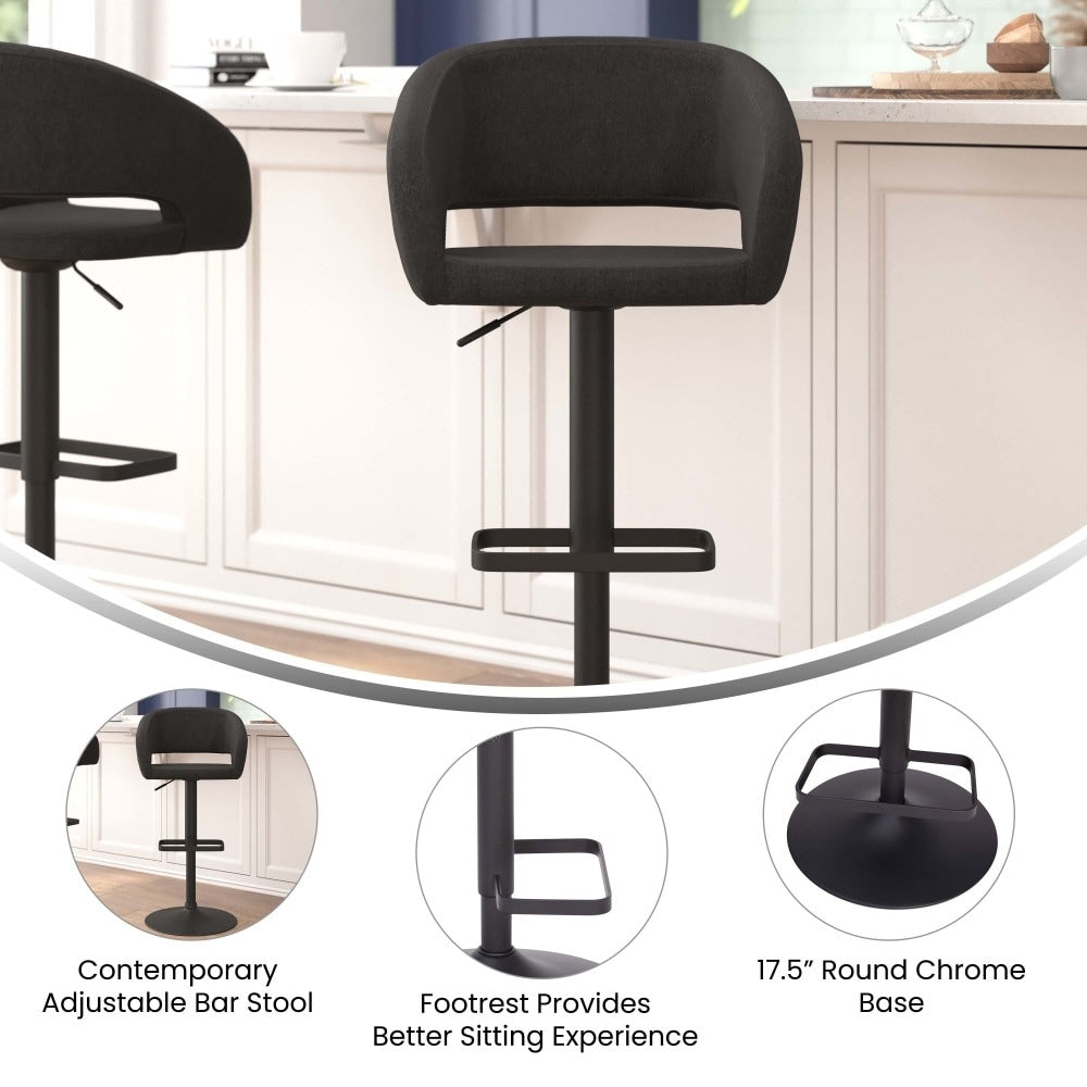 Tabouret de bar moderne rembourré à hauteur réglable avec dossier arrondi