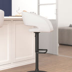Tabouret de bar moderne rembourré à hauteur réglable avec dossier arrondi