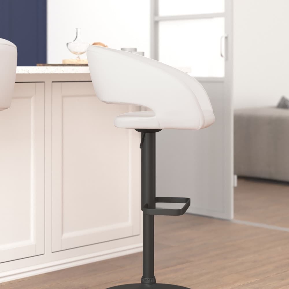 Tabouret de bar moderne rembourré à hauteur réglable avec dossier arrondi