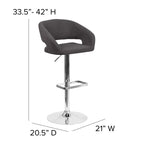 Tabouret de bar moderne rembourré à hauteur réglable avec dossier arrondi