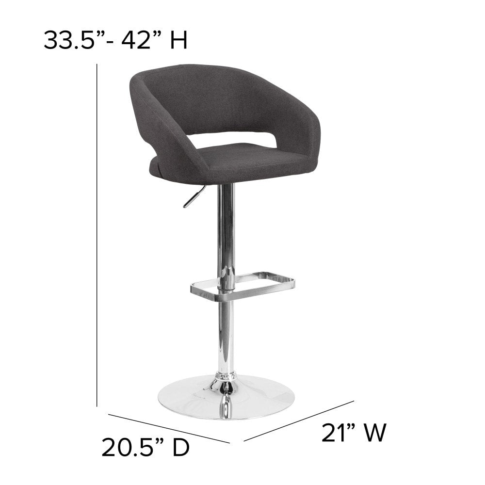 Tabouret de bar moderne rembourré à hauteur réglable avec dossier arrondi