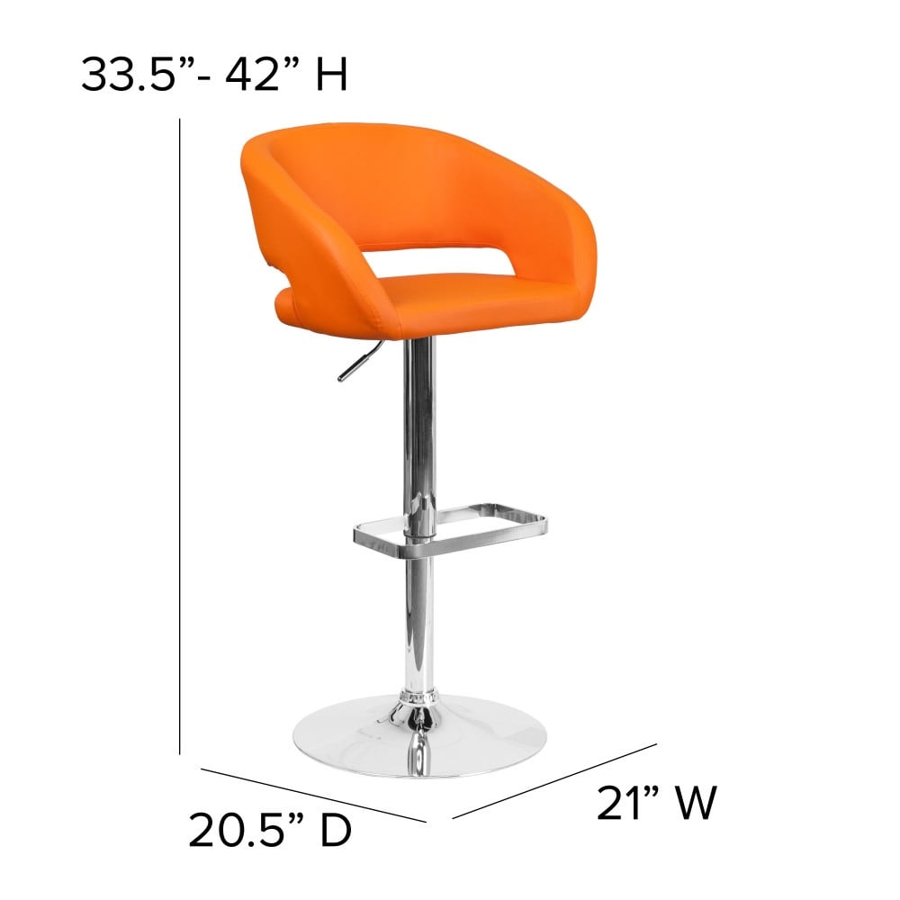 Tabouret de bar moderne rembourré à hauteur réglable avec dossier arrondi