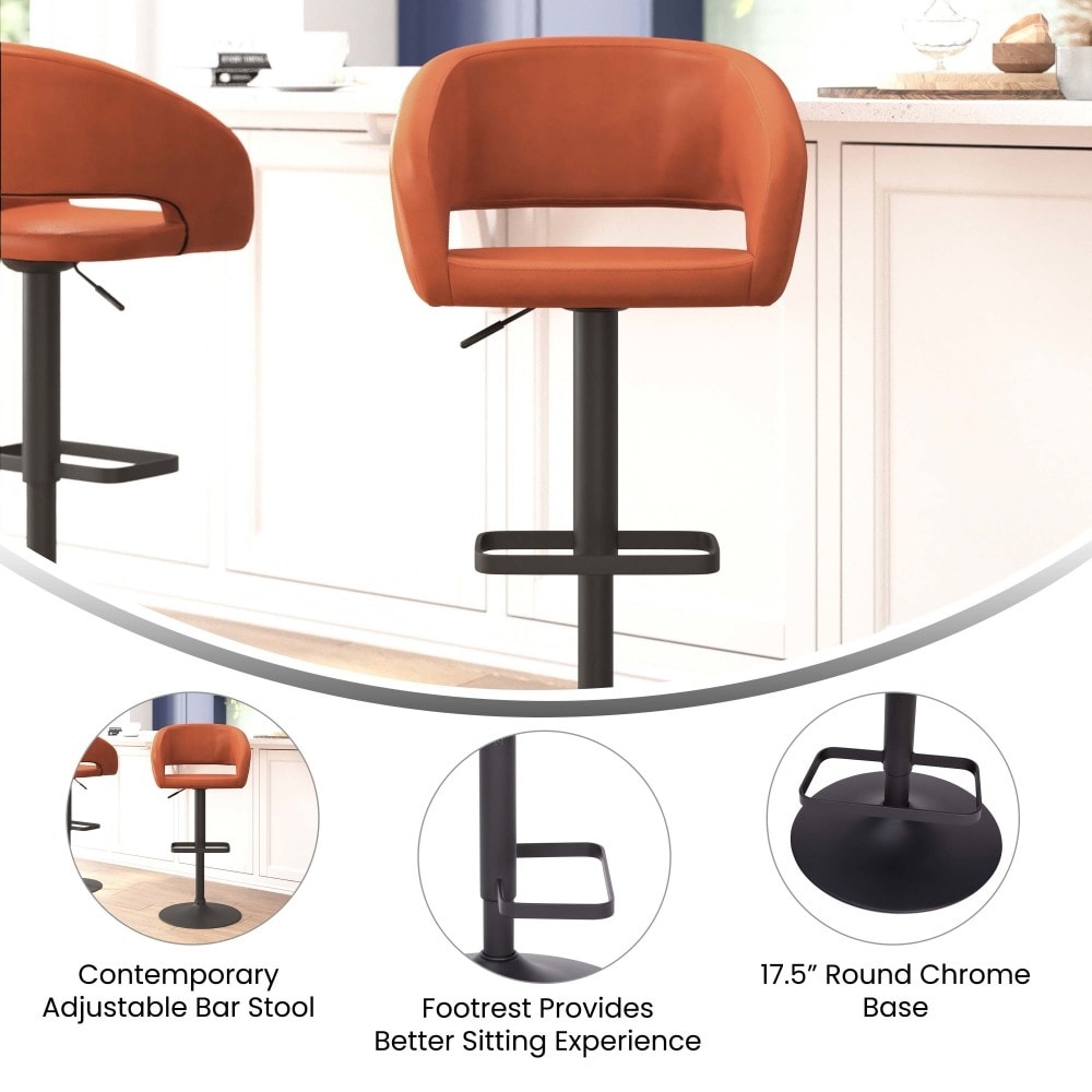 Tabouret de bar moderne rembourré à hauteur réglable avec dossier arrondi