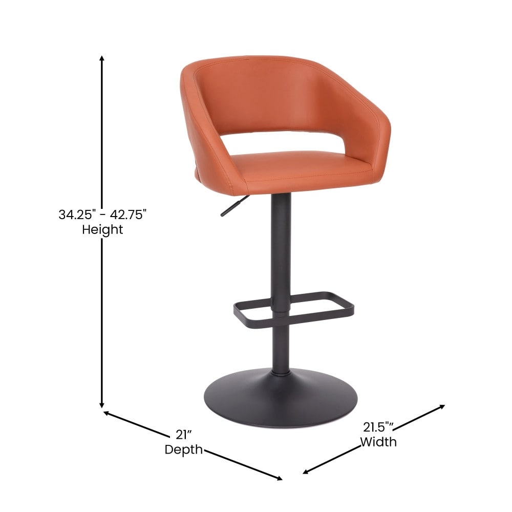 Tabouret de bar moderne rembourré à hauteur réglable avec dossier arrondi