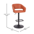 Tabouret de bar moderne rembourré à hauteur réglable avec dossier arrondi