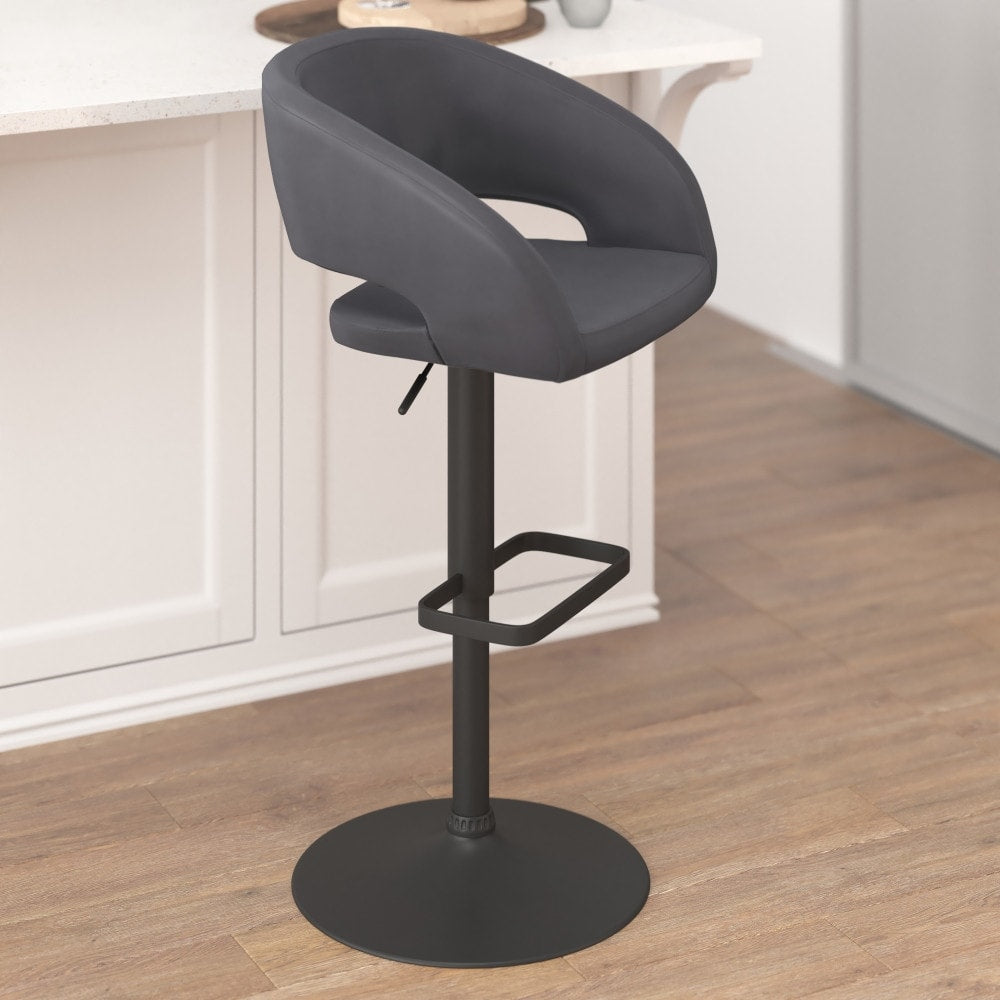 Tabouret de bar moderne rembourré à hauteur réglable avec dossier arrondi