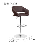 Tabouret de bar moderne rembourré à hauteur réglable avec dossier arrondi