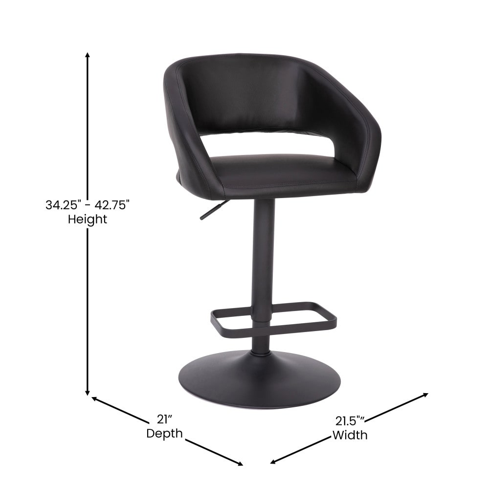 Tabouret de bar moderne rembourré à hauteur réglable avec dossier arrondi