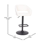 Tabouret de bar moderne rembourré à hauteur réglable avec dossier arrondi