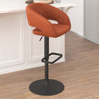 Tabouret de bar moderne rembourré à hauteur réglable avec dossier arrondi