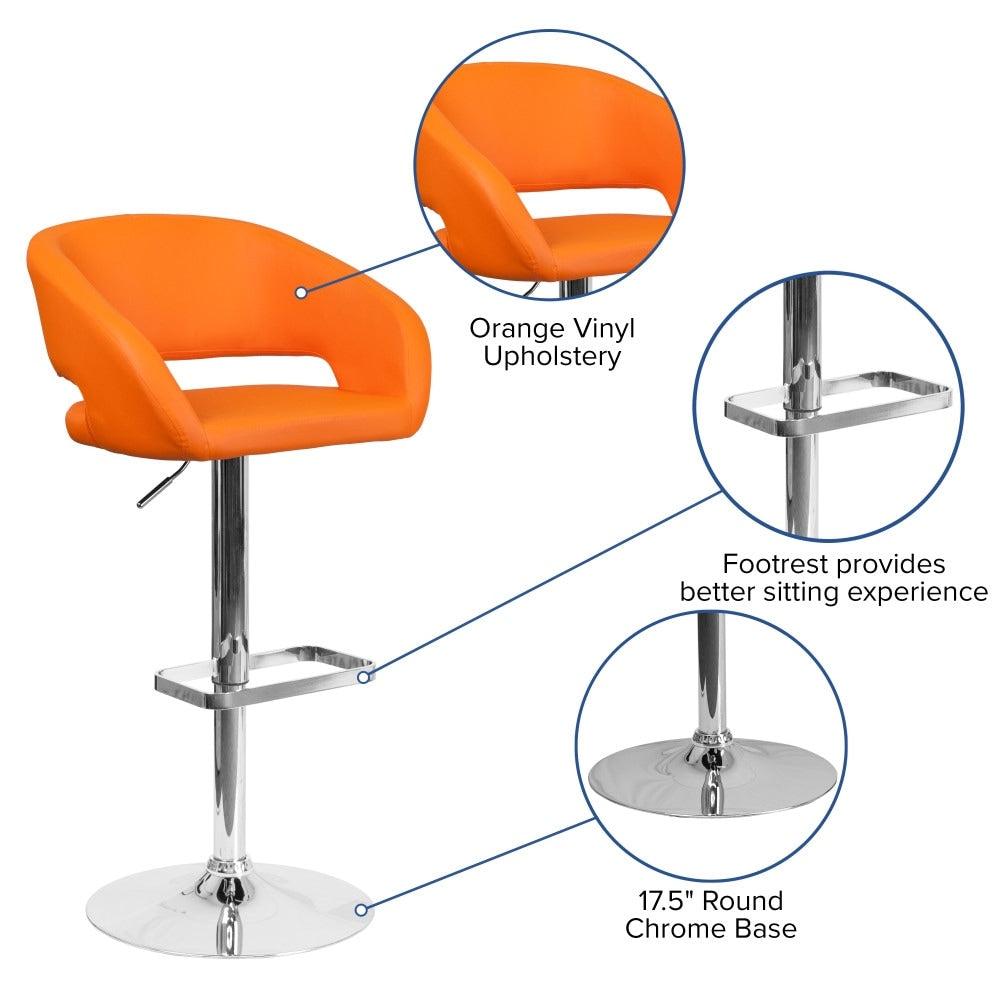 Tabouret de bar moderne rembourré à hauteur réglable avec dossier arrondi