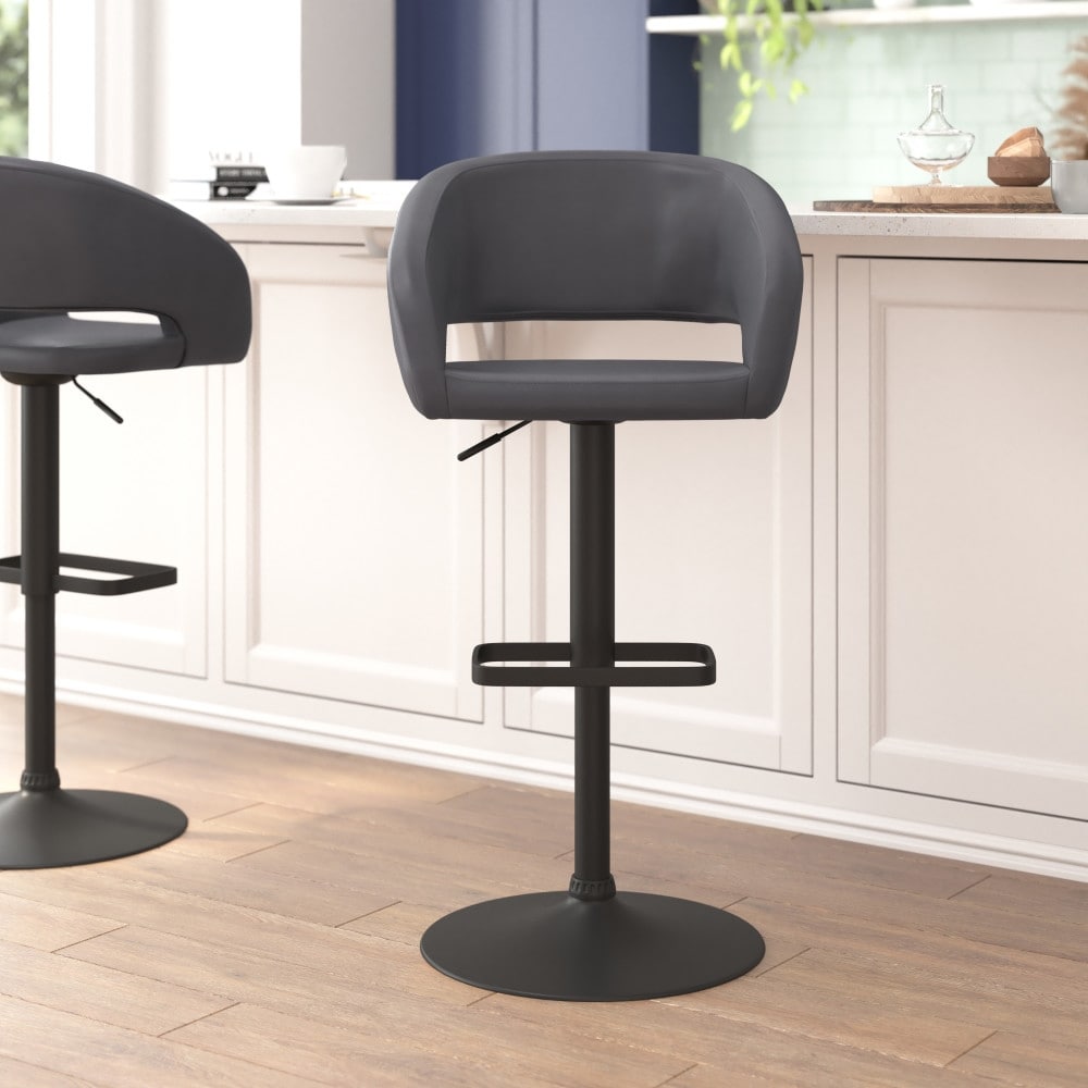Tabouret de bar moderne rembourré à hauteur réglable avec dossier arrondi