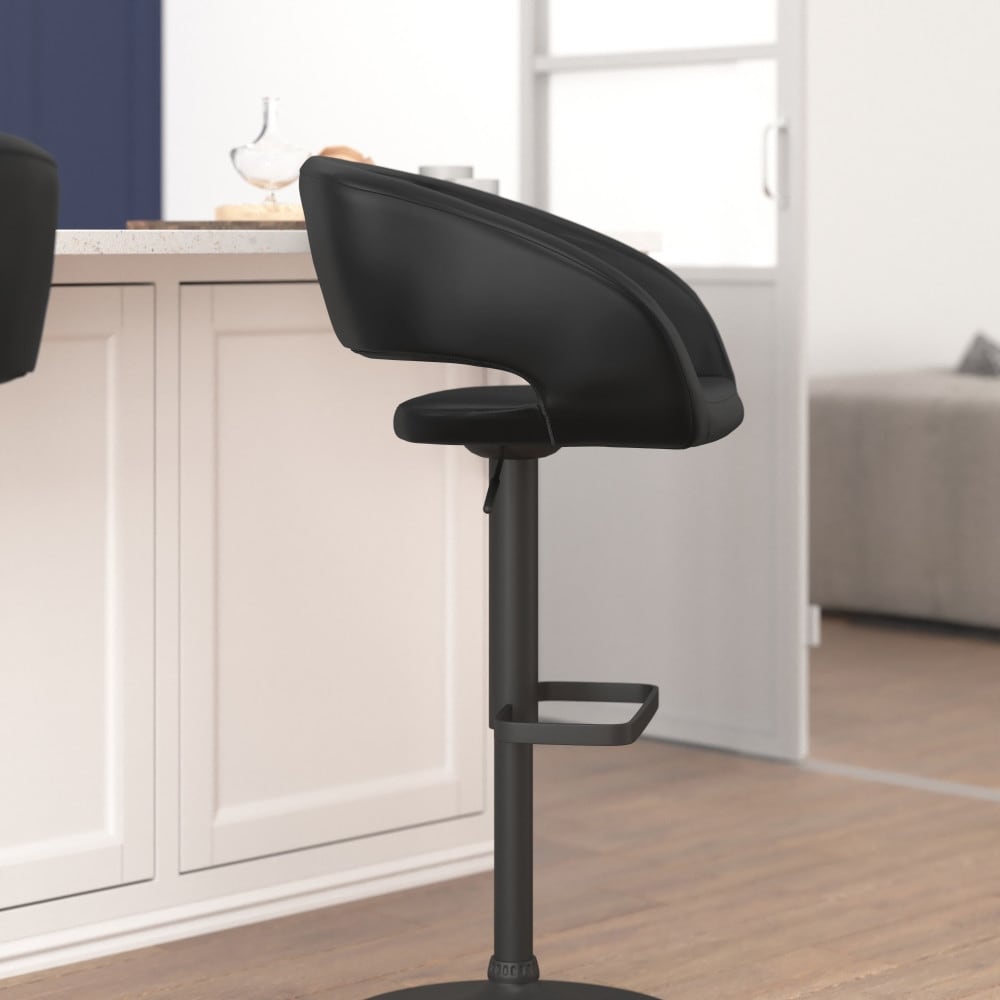 Tabouret de bar moderne rembourré à hauteur réglable avec dossier arrondi