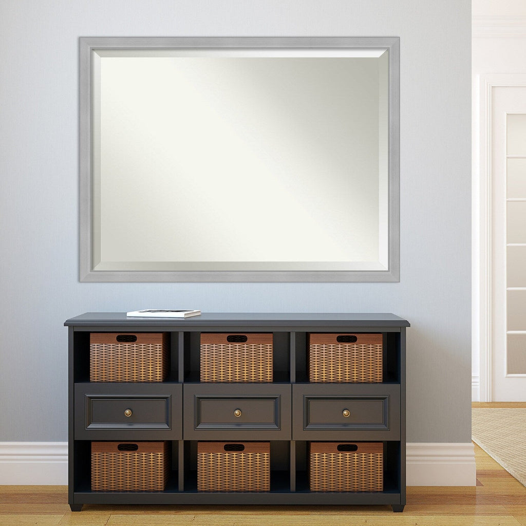Miroir mural biseauté pour salle de bain - Cadre en nickel brossé Vista