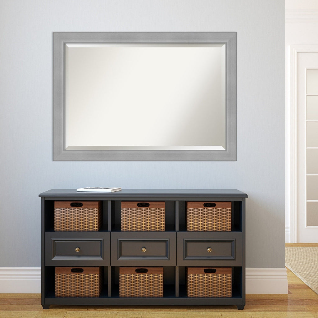 Miroir mural biseauté pour salle de bain - Cadre en nickel brossé Vista