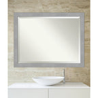 Miroir mural biseauté pour salle de bain - Cadre en nickel brossé Vista