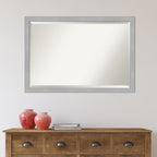 Miroir mural biseauté pour salle de bain - Cadre en nickel brossé Vista