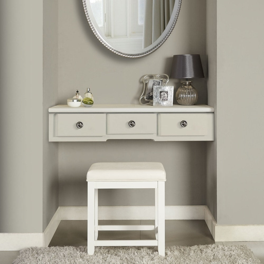 Tabouret de coiffeuse Crosley Vista blanc - 17,5 L x 15,75 P x 19,25 H