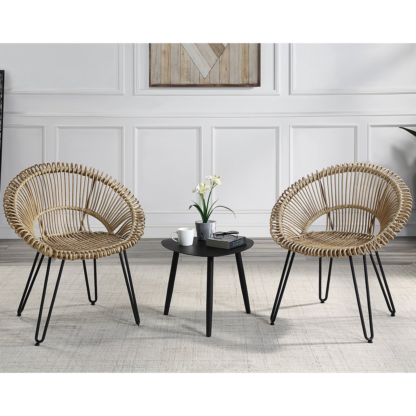 Ensemble bistro d'extérieur en aluminium Voit de style transitionnel, 3 pièces, par Furniture of America
