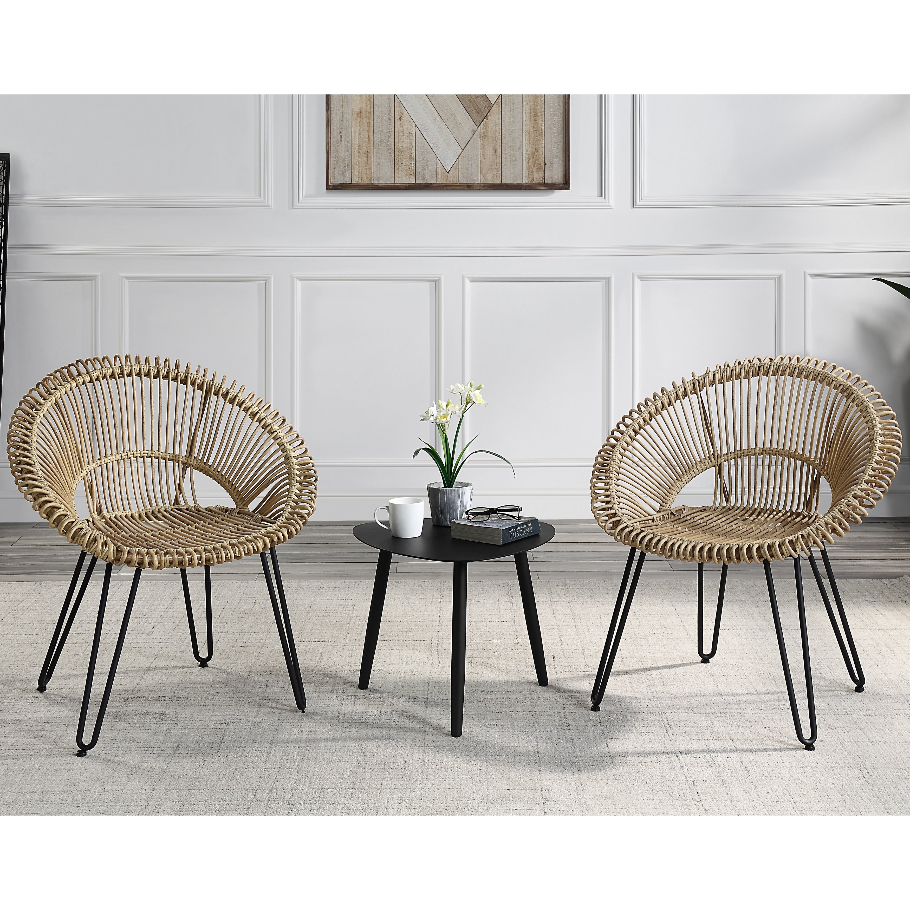 Ensemble bistro d'extérieur en aluminium Voit de style transitionnel, 3 pièces, par Furniture of America