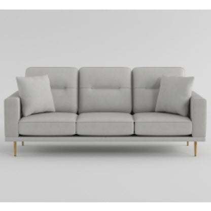 Canapé Voxo, assise rembourrée en velours gris, deux coussins décoratifs, 82 pouces