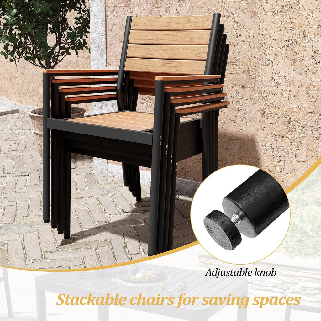 Ensemble de salle à manger d'extérieur VredHom 9 pièces avec chaises empilables – Lot de 9