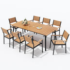 Ensemble de salle à manger d'extérieur VredHom 9 pièces avec chaises empilables – Lot de 9