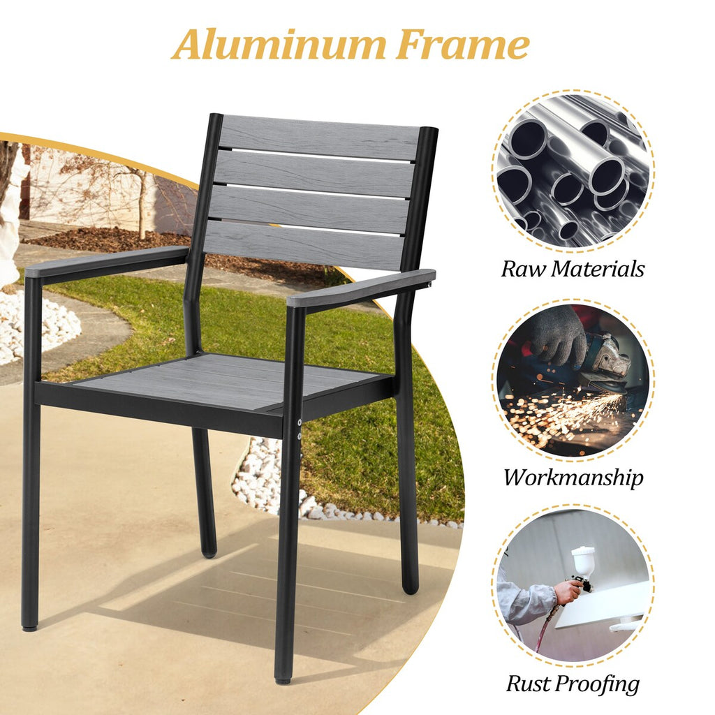 Ensemble de salle à manger d'extérieur VredHom 9 pièces avec chaises empilables – Lot de 9
