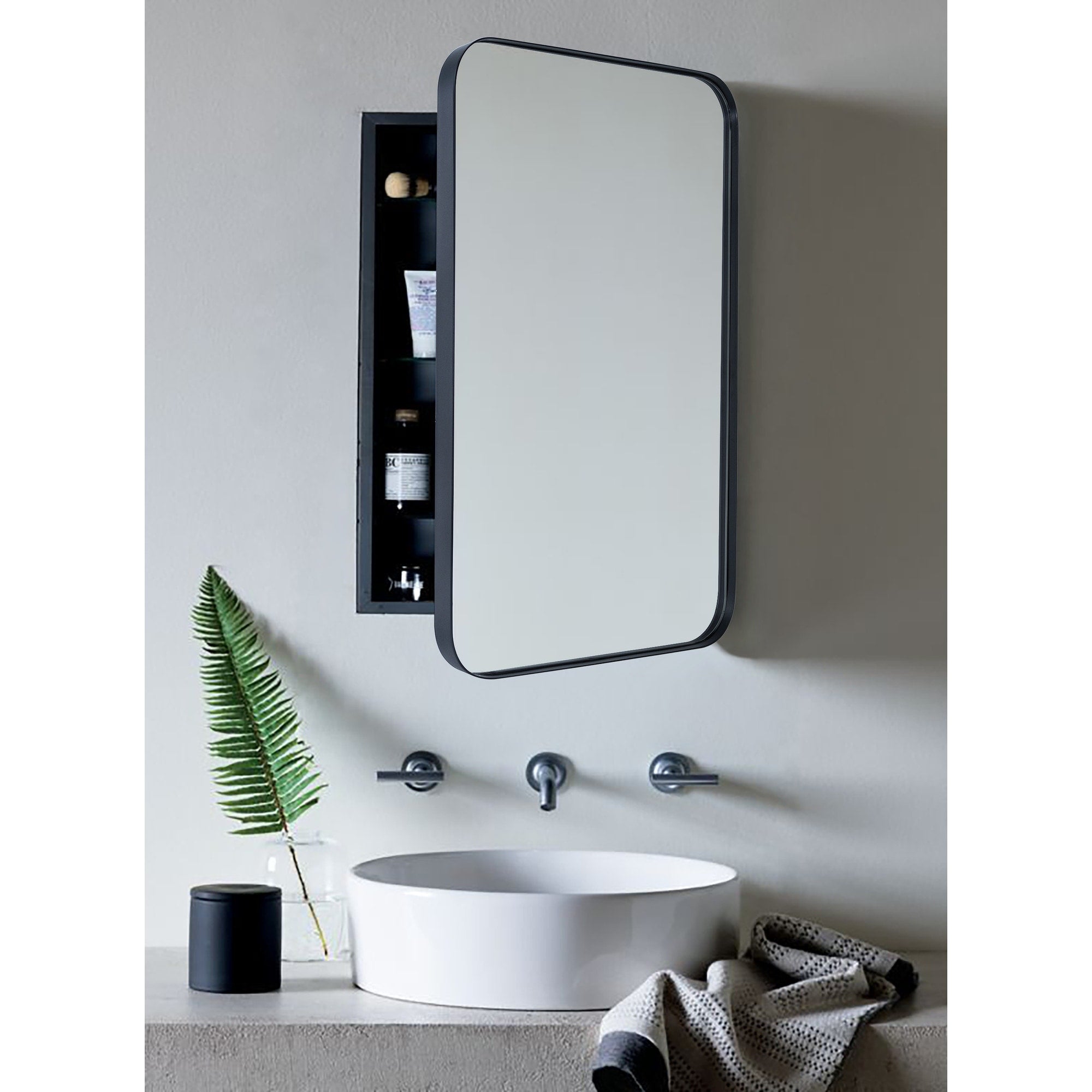 Armoire à pharmacie encastrée TEHOME WH avec miroir et étagères réglables