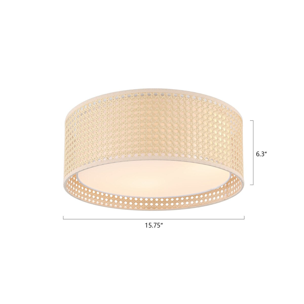 Plafonnier encastré moderne WINGBO à 3 lumières avec abat-jour tambour double en rotin et tissu