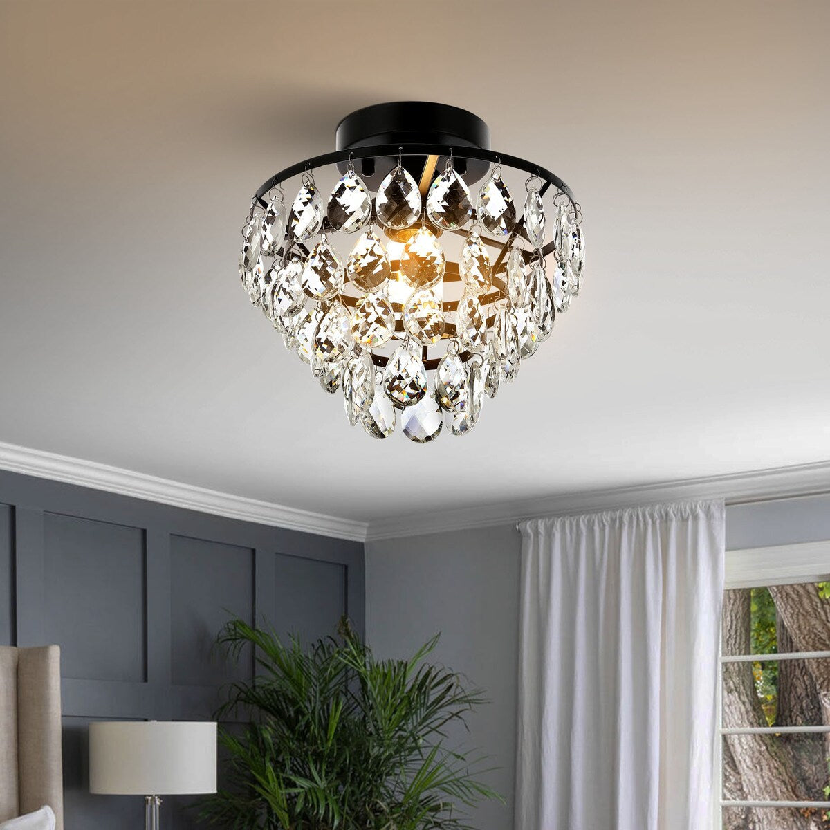 Petit plafonnier en cristal WINGBO, mini plafonnier semi-encastré... - N/A