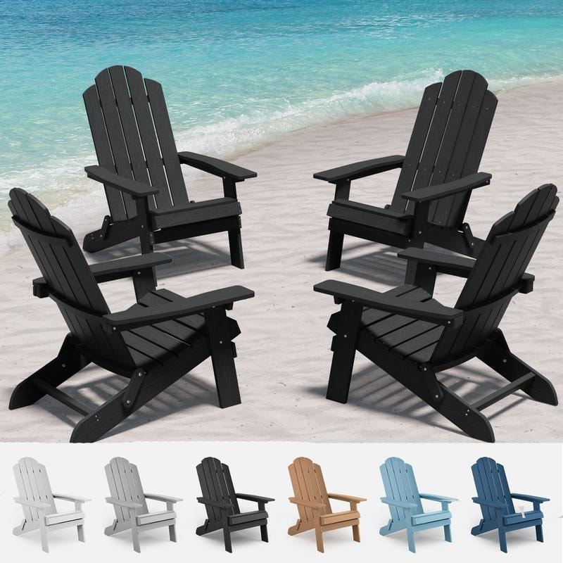 Chaises pliantes Adirondack d'extérieur Winsoon toutes saisons HIPS, lot de 4