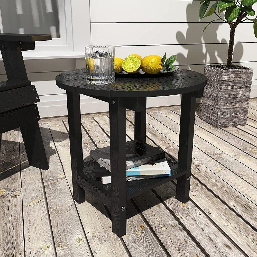 WINSOON All Weather HIPS Outdoor Side Tables 2-Tier Adirondack Tables End Tables 18inch