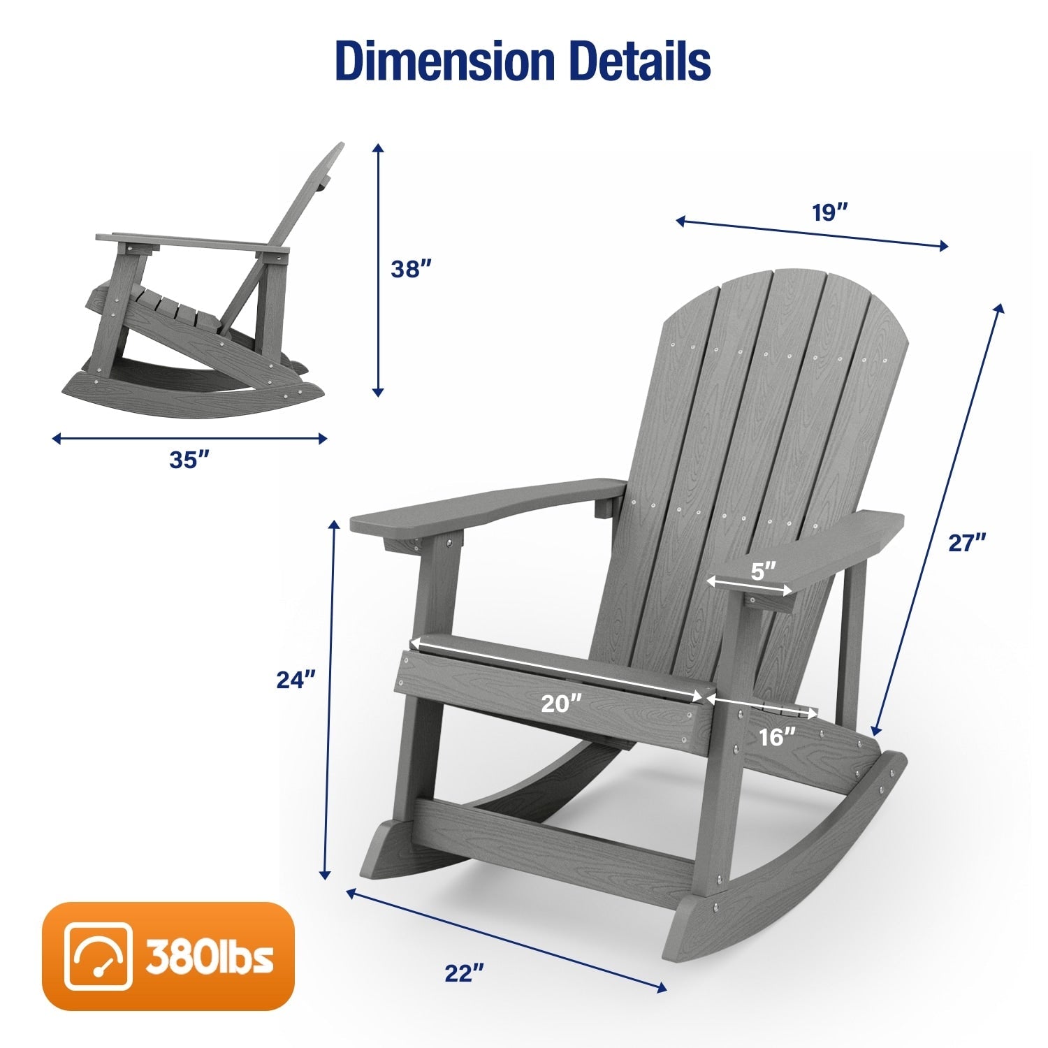 Chaise à bascule d'extérieur toutes saisons WINSOON, lot de 2
