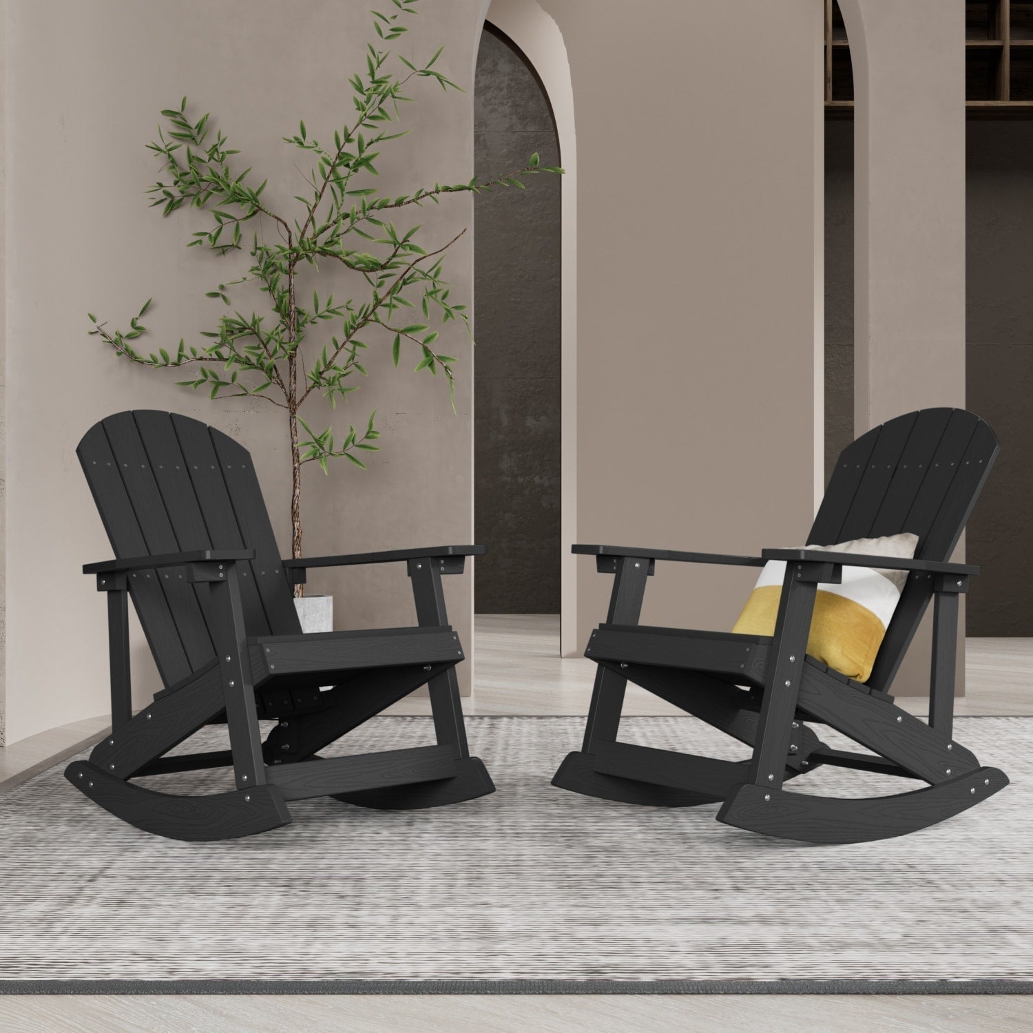 Chaise à bascule d'extérieur toutes saisons WINSOON, lot de 2